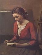 Jean Baptiste Camille  Corot La liseuse (mk11) USA oil painting artist